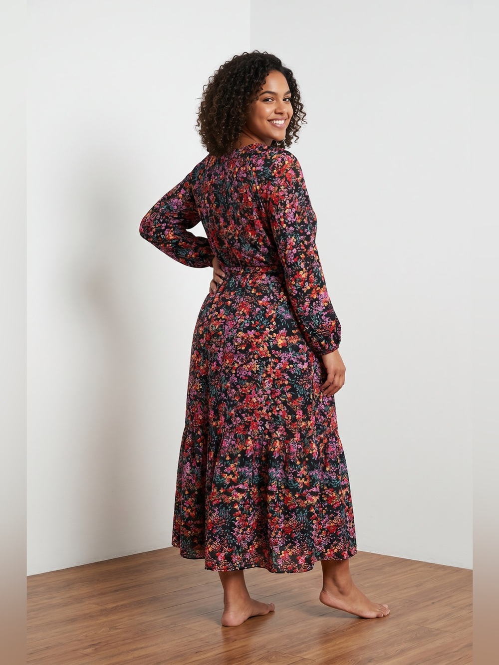 Floral Maxi Dress Long Sleeve/Boho/Cottegecore/Romantic/Modest/Wedding/Vacation - Picture 2 of 4